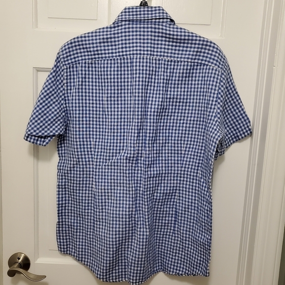 Breuer Blue and White Check Button Front Shirt SS size 173/4-45, Casual - Picture 6 of 8